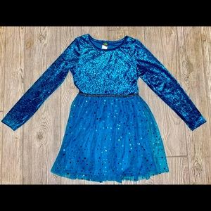 Dollie&Me Girls 10-12 Holiday Printed Velour Dress